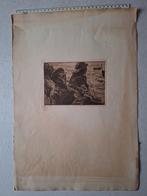 Ets in bister van Jean Delvin "Twee vissers", Antiek en Kunst, Kunst | Etsen en Gravures, Ophalen of Verzenden