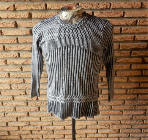 (37) -pull homme T.S noir argenté - mer d'anvers -, Kleding | Heren, Truien en Vesten, Zo goed als nieuw, Maat 46 (S) of kleiner