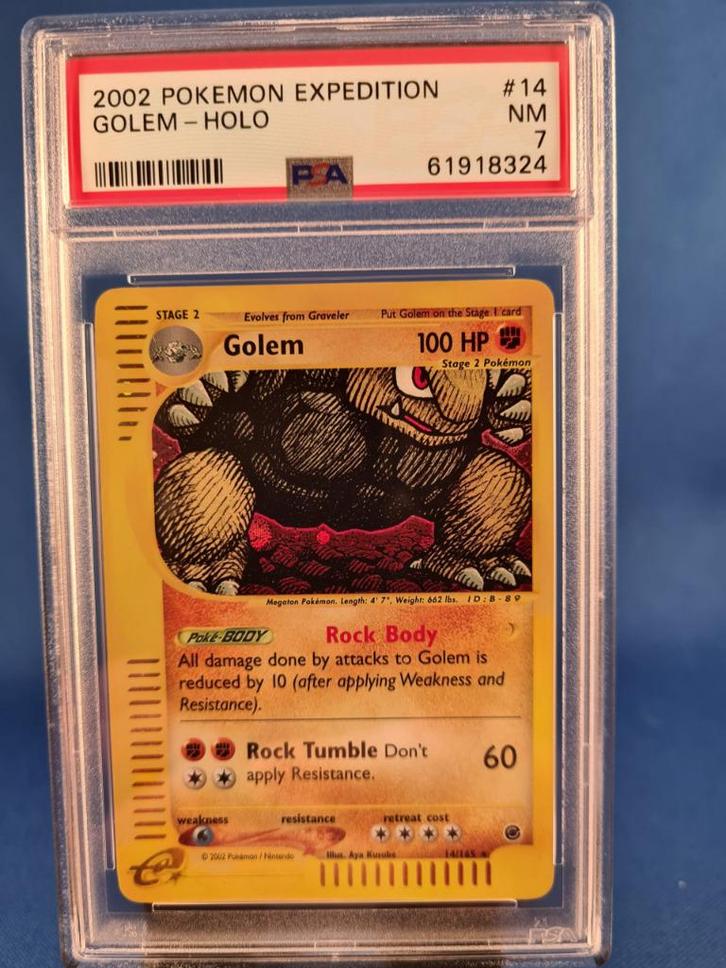 Golem 14/165 - Expedition Base Set (PSA 7), Hobby en Vrije tijd, Verzamelkaartspellen | Pokémon, Gebruikt, Verzenden