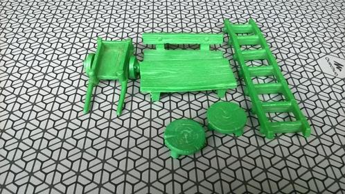 Speelset smurfen: Tuinmeubelset groen 4.0030, Verzamelen, Smurfen, Gebruikt, Huisje of Attribuut, Verschillende Smurfen, Ophalen of Verzenden