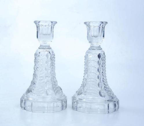 2 luxval kandelaars "Edward", Antiek en Kunst, Antiek | Glaswerk en Kristal, Ophalen of Verzenden