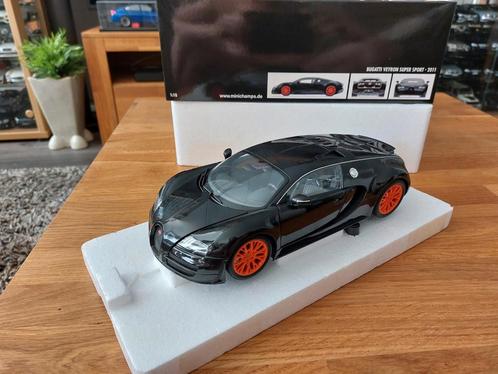Minichamp 1/18 Bugatti veyron Super sport Zwart Metallic, Hobby en Vrije tijd, Modelauto's | 1:18, Zo goed als nieuw, Auto, MiniChamps