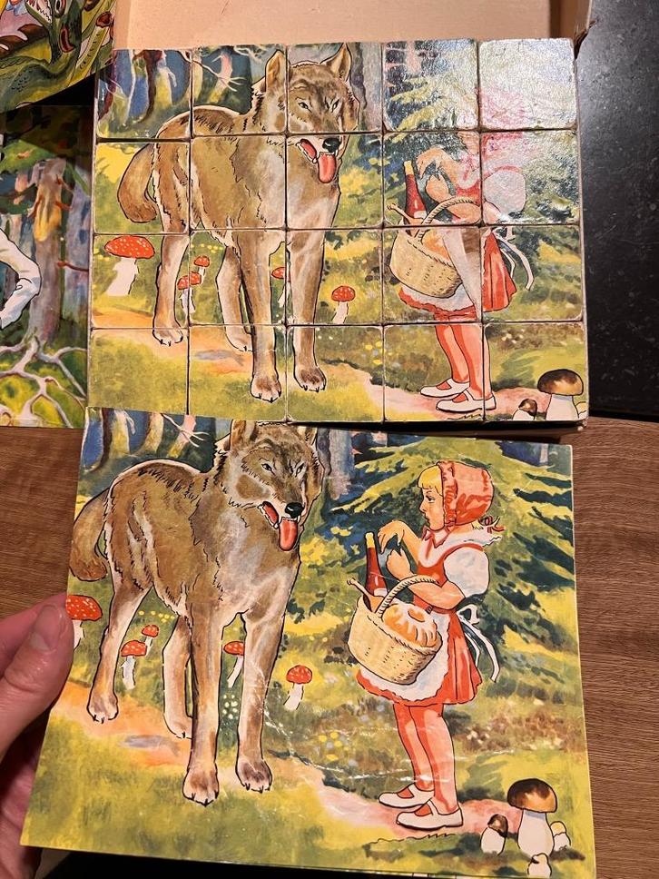 Vintage houten blokjes met sprookjes er op, Antiek en Kunst, Antiek | Speelgoed, Ophalen of Verzenden