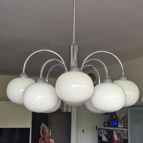 Retro kroonluchter, Huis en Inrichting, Lampen | Hanglampen, Gebruikt, 50 tot 75 cm, Glas, Metaal, Ophalen