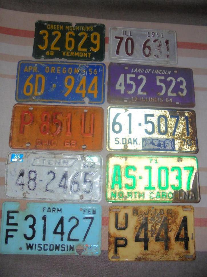 verschillende originele amerikaanse nummerplaten nummerplaat, Antiek en Kunst, Curiosa en Brocante, Ophalen of Verzenden