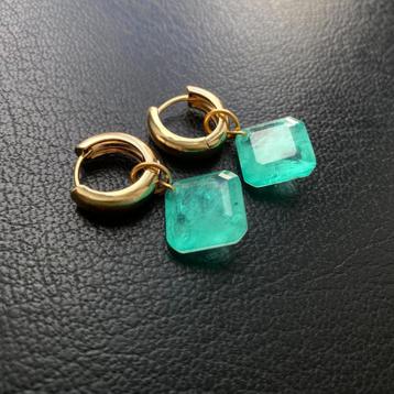 Oorbellen paraiba Verguld met 14K Goud natuurlijke steen   beschikbaar voor biedingen