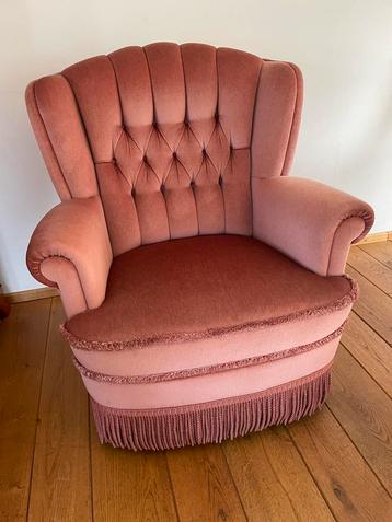 Zetel salon roze mohair vintage barok franjes beschikbaar voor biedingen