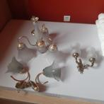 kroonluchter met muurverlichting, Ophalen, Gebruikt, Glas
