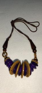 Handgemaakte Boheemse ketting met paarse accenten, Handtassen en Accessoires, Kettingen, Overige materialen, Verstelbaar, Overige kleuren