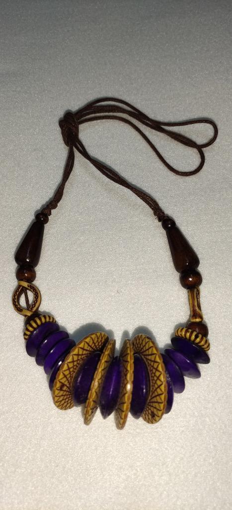Handgemaakte Boheemse ketting met paarse accenten, Handtassen en Accessoires, Kettingen, Nieuw, Overige materialen, Overige kleuren