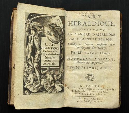 Oud boek van de 17e eeuw: heraldische kunst, Antiek en Kunst, Antiek | Boeken en Manuscripten, Ophalen of Verzenden