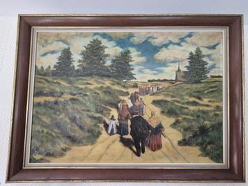 Groot klassiek schilderij 'Bedevaart in de Kempen' beschikbaar voor biedingen