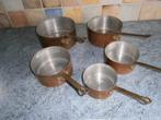 Série de 5 casseroles en cuivre., Antiquités & Art, Antiquités | Bronze & Cuivre, Enlèvement, Cuivre