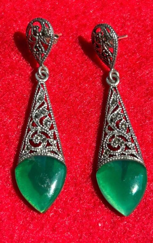 Gemerkte oorbellen van sterling zilver, Handtassen en Accessoires, Antieke sieraden, Oorbellen, Zilver, Ophalen of Verzenden