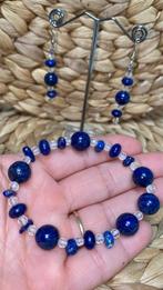 Lapis lazuli facet geslepen bergkristal armband oorbellen, Handtassen en Accessoires, Edelstenen, Ophalen of Verzenden, Zo goed als nieuw