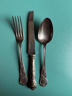Verzilverd bestek, 3 delig, Merckx Anvers/Liege, Ophalen of Verzenden, Gebruikt, Overige materialen, Los bestek
