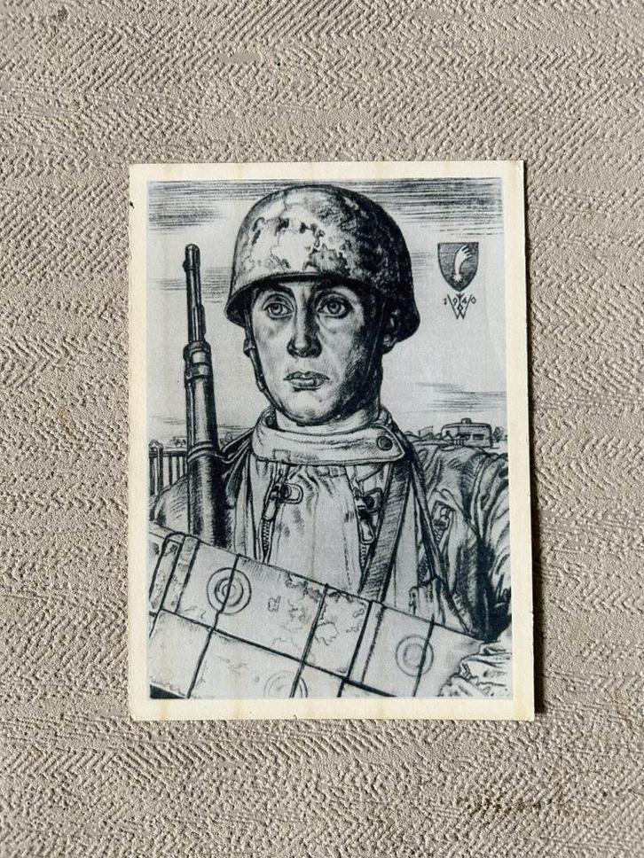 wo2 - Duitse Fallschirmjäger postkaart - Duitse para, Verzamelen, Militaria | Tweede Wereldoorlog, Luchtmacht, Foto of Poster