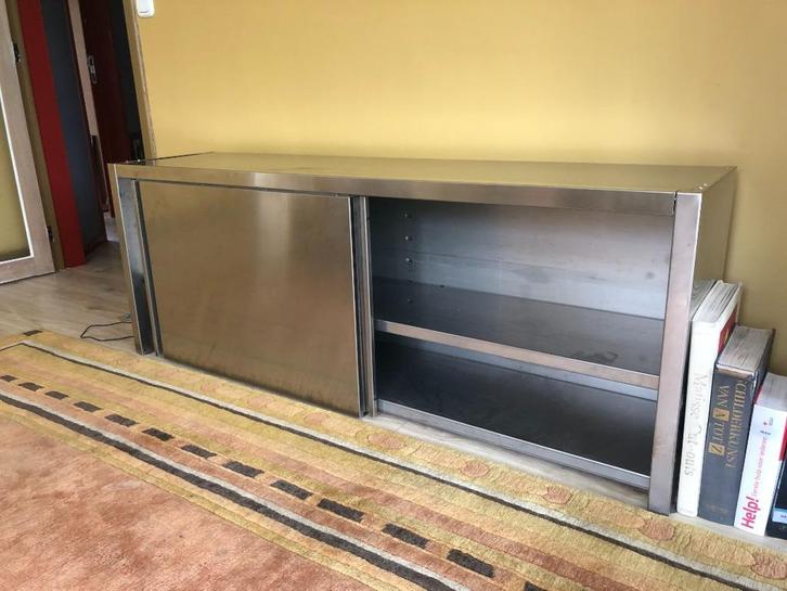 SARO (hang-)kast in RVS met schuifdeur en legplank, Huis en Inrichting, Kasten |Televisiemeubels, Gebruikt, Minder dan 100 cm