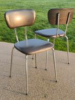 2 stoelen van kunstleer/chroom uit de jaren 70, Huis en Inrichting, Stoelen, Ophalen, Gebruikt, Twee, Bruin