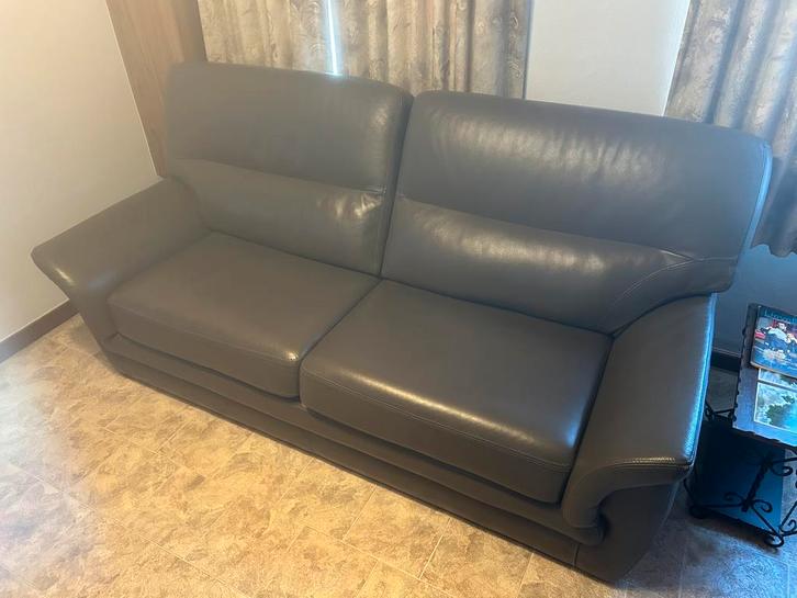 Lederen Salon, Huis en Inrichting, Zetels | Complete zithoeken, Gebruikt, Leer, Ophalen