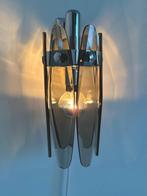 Lampe de chevet applique vintage années 60 70 verre fumé, Ophalen, Zo goed als nieuw, Glas