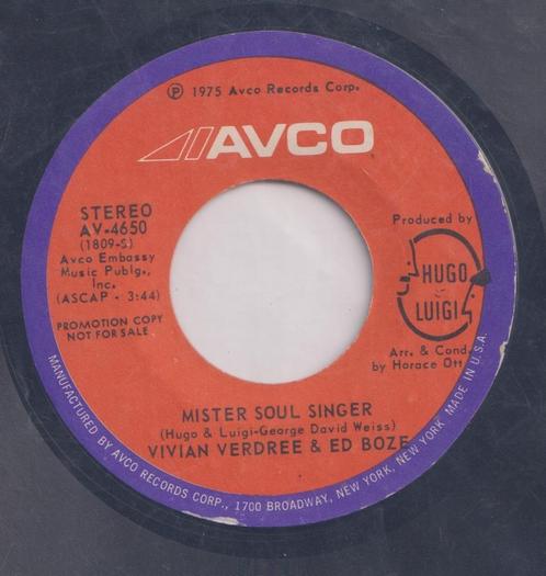 Vivian Verdee & Ed Boze – Mister soul singer – Single – DJ c, Cd's en Dvd's, Vinyl Singles, Gebruikt, Single, R&B en Soul, 7 inch