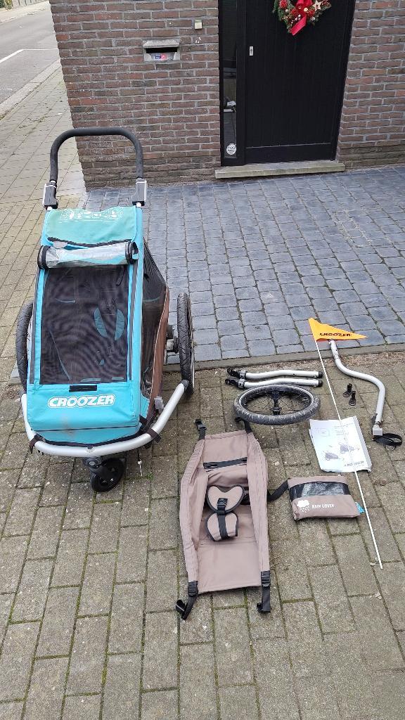 Croozer fietskar 1, Fietsen en Brommers, Fietsaccessoires | Aanhangwagens en Karren, Gebruikt, Kinderkar, 40 tot 60 kg, Vering