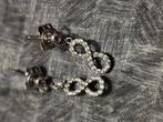 Stralende zilveren infinity oorbellen met crystals 925, Enlèvement ou Envoi, Comme neuf