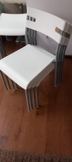 9 Stapelbare stoelen, Huis en Inrichting, Stoelen, Vijf, Zes of meer stoelen, Kunststof, Wit, Zo goed als nieuw