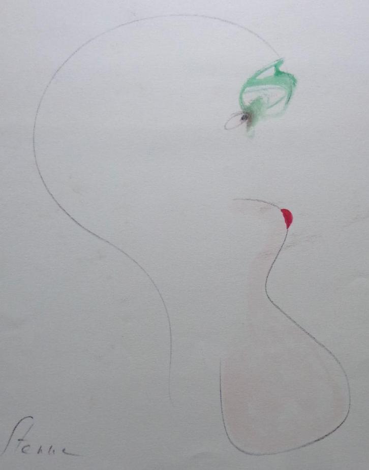 ROBERT STENNE / NAAKT / ORIGINEEL WERK / 73x55cm / SIG, Antiquités & Art, Art | Peinture | Moderne, Enlèvement ou Envoi