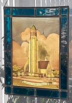 Kerk "Christus  Koning " van Waterschei in loodglas., Antiek en Kunst, Antiek | Religieuze voorwerpen, Ophalen