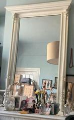 Grand miroir ancien avec cadre en bois blanc, Ophalen, Rechthoekig, 50 tot 100 cm, 150 tot 200 cm