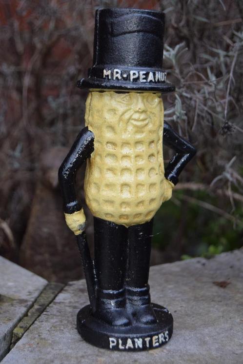 Spaarvarken in gepatineerd gietijzer MR PEANUT (geluksbrenge, Verzamelen, Spaarpotten, Nieuw, Overige thema's, Overige materialen