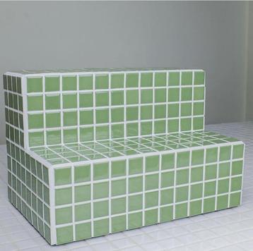 Mozaïek kubus display tafeltje sage groen