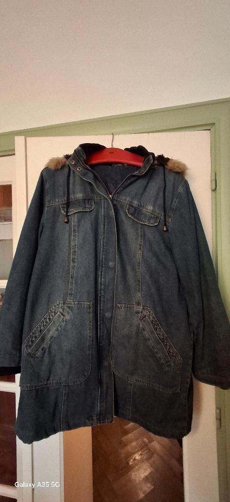 Manteau Jean 3/4 comme neuf, Kleding | Dames, Jassen | Winter, Zo goed als nieuw, Maat 46/48 (XL) of groter, Blauw, Ophalen