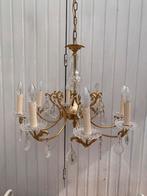 Vintage kroonluchter van messing/kristal, Huis en Inrichting, Lampen | Kroonluchters, Ophalen, Gebruikt