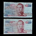 Set van 2 bankbiljetten / Luxemburg / 100 frank / 14-08-1980, Ophalen of Verzenden, Los biljet