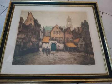 gesigneerde ets alfred Van Neste , Antwerpen  beschikbaar voor biedingen