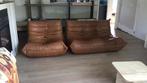 Cognac leder Togo zetels, Huis en Inrichting, Zetels | Zetels, Ophalen, Gebruikt, Driepersoons, Leer
