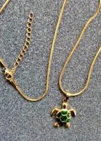 nieuw slangen ketting 52cm +5 , hanger groen schildpad, Ophalen of Verzenden, Nieuw, Groen, Met edelsteen
