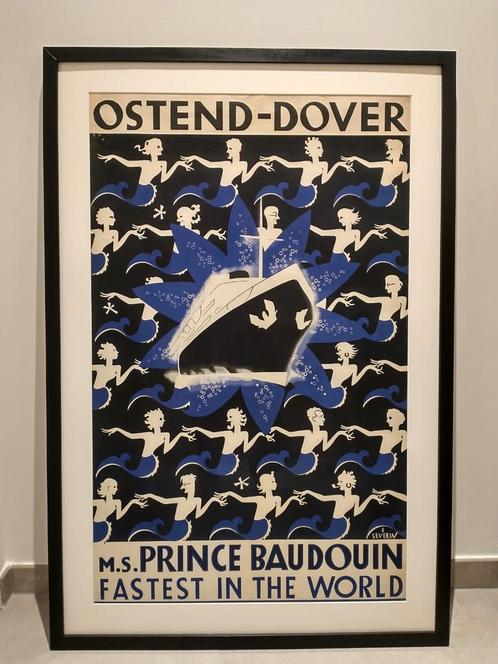 Oostende-Dover affiche 1934 origineel, Collections, Posters & Affiches, Comme neuf, Enlèvement ou Envoi