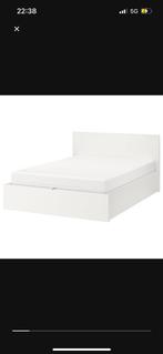 Malm bed met opbergruimte 160x200, Huis en Inrichting, Slaapkamer | Bedden, Ophalen, Gebruikt, Wit, Tweepersoons