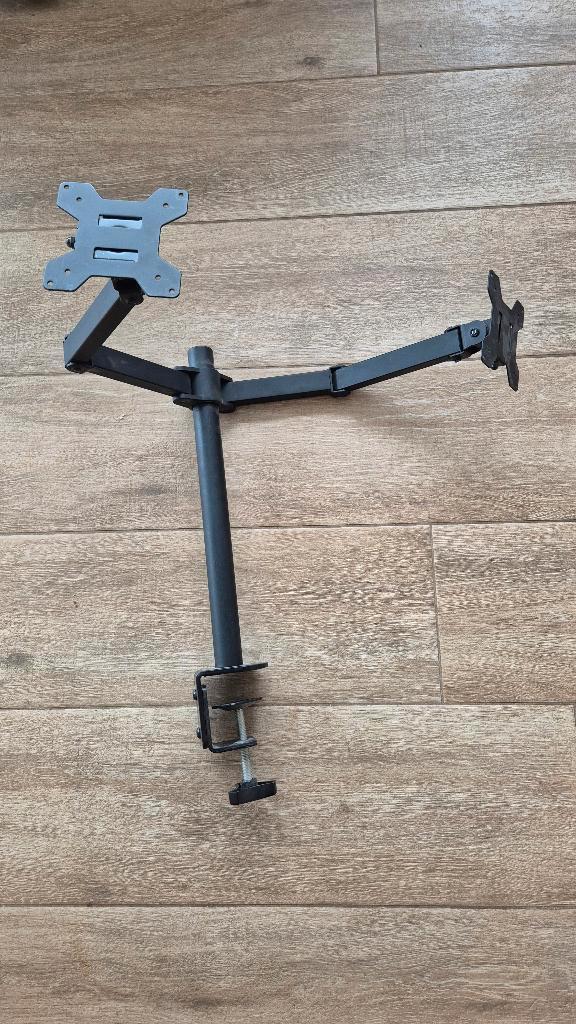 Dubbele monitorarm met bureauklem, Computers en Software, Monitoren, Gebruikt, Ophalen