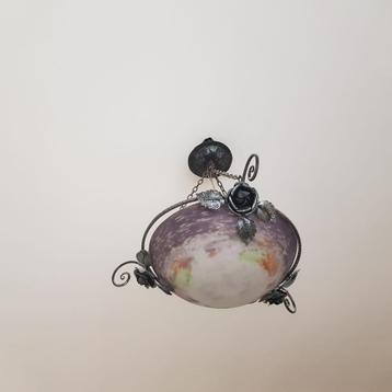 Art deco-plafondlamp met glaspasta Noverdy France 