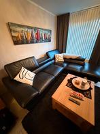 Luxe hoeksalon zwart leder, Huis en Inrichting, Zetels | Complete zithoeken, Ophalen, Gebruikt, Leer