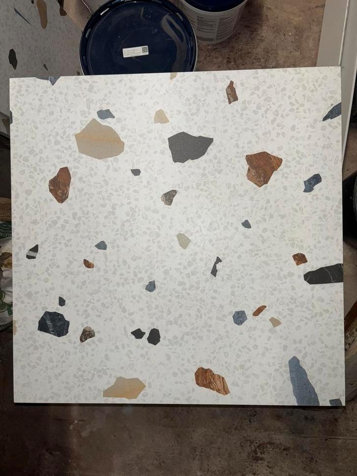 3,8m2 keramische terrazzo tegels, Doe-het-zelf en Bouw, Tegels, Zo goed als nieuw, Vloertegels, Keramiek, Minder dan 5 m², Ophalen