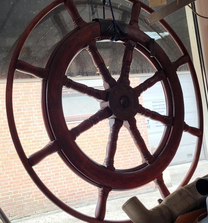8 spaaks groot houten stuurwiel 1.20m stuurrad, Watersport en Boten, Bootonderdelen, Gebruikt, Overige typen, Ophalen