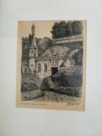 oude pentekening (1939) van kapel in rots in Luxemburg stad, Ophalen of Verzenden