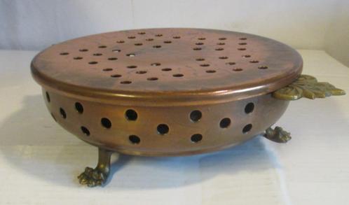 antieke rood geel koperen chauffe plat, Antiek en Kunst, Antiek | Servies los, Verzenden
