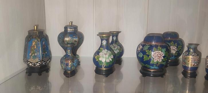 Zeer groot lot cloisonne totaal 31 stuks, Antiek en Kunst, Antiek | Vazen, Ophalen of Verzenden